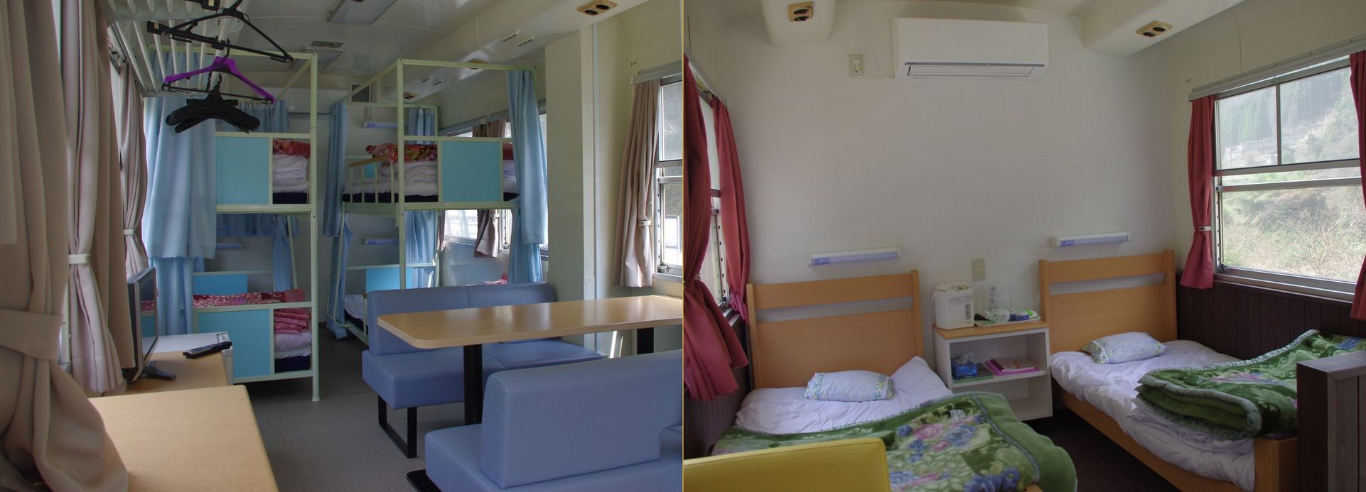 写真左：四人部屋、写真右：二人部屋